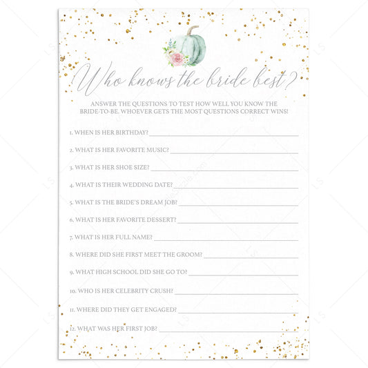 Fall In Love Bridal Shower Game Who Knows The Bride Best by LittleSizzle