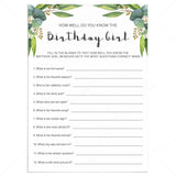 How Well You Know The Birthday Girl Printable by LittleSizzle