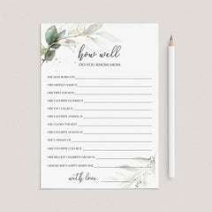 Gold and Greenery Mother's Day Cards Printable
