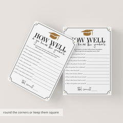Gold Glitter Graduation Game Cards Printable