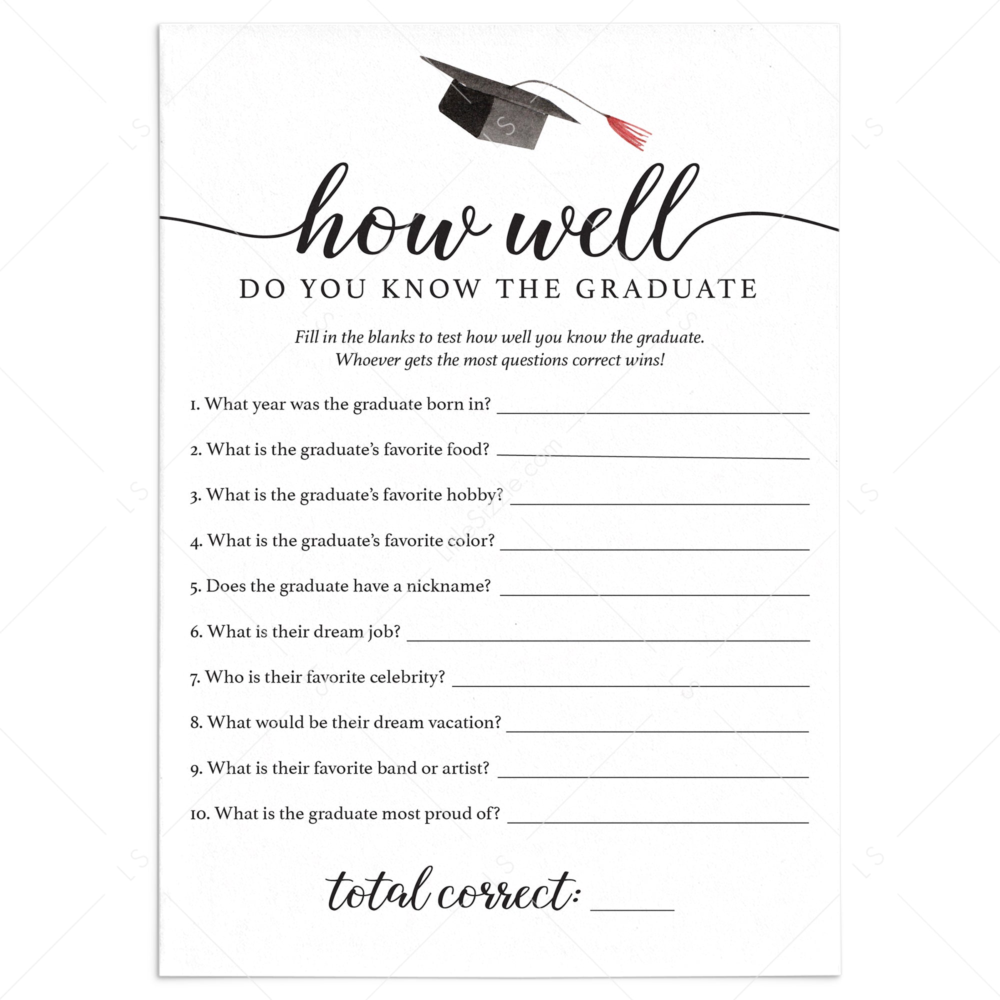 Who Knows The Graduate Best Game Printable by LittleSizzle