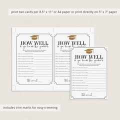 Gold Glitter Graduation Game Cards Printable