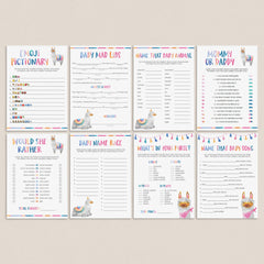 Llama Mama Baby Shower Games Bundle with 8 Games by LittleSizzle