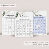 Baby Shower Bingo Cards Printable Greenery and Gold