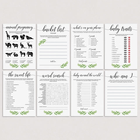 Games for Gender Neutral Baby Shower Printable | Pack of 8 games ...