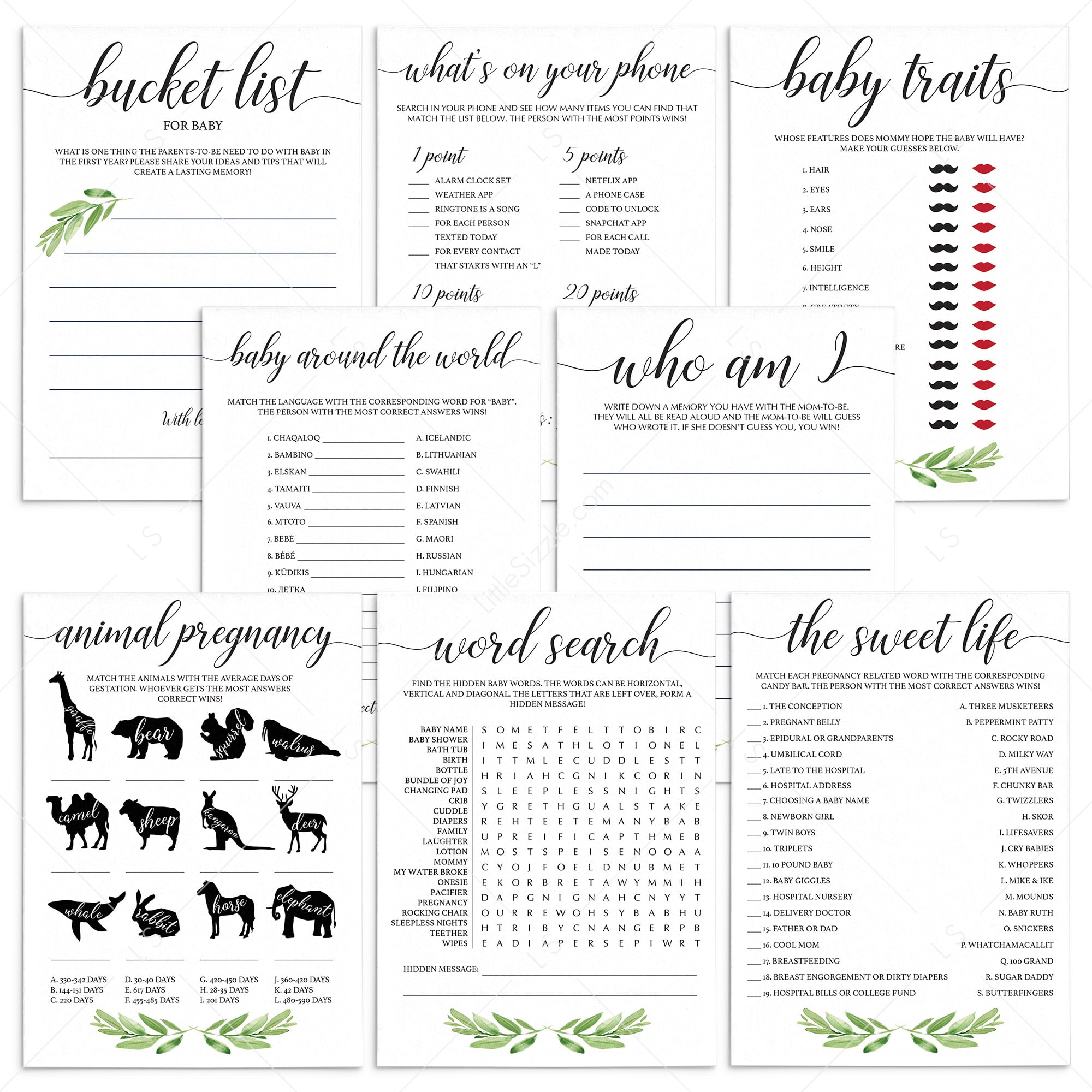 Games for Gender Neutral Baby Shower Printable by LittleSizzle