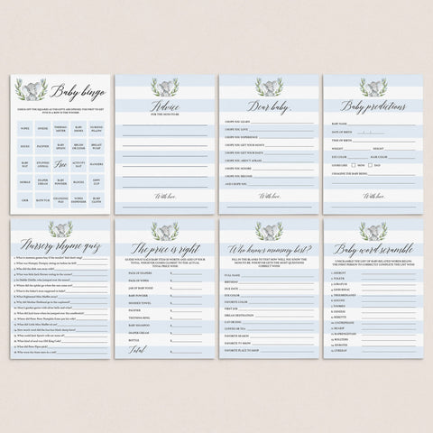 Elephant Baby Shower Games for Boys | Printables – LittleSizzle
