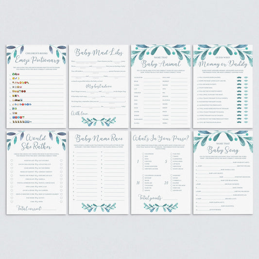 Complete Baby Shower Games Pack Winter Themed Printables by LittleSizzle