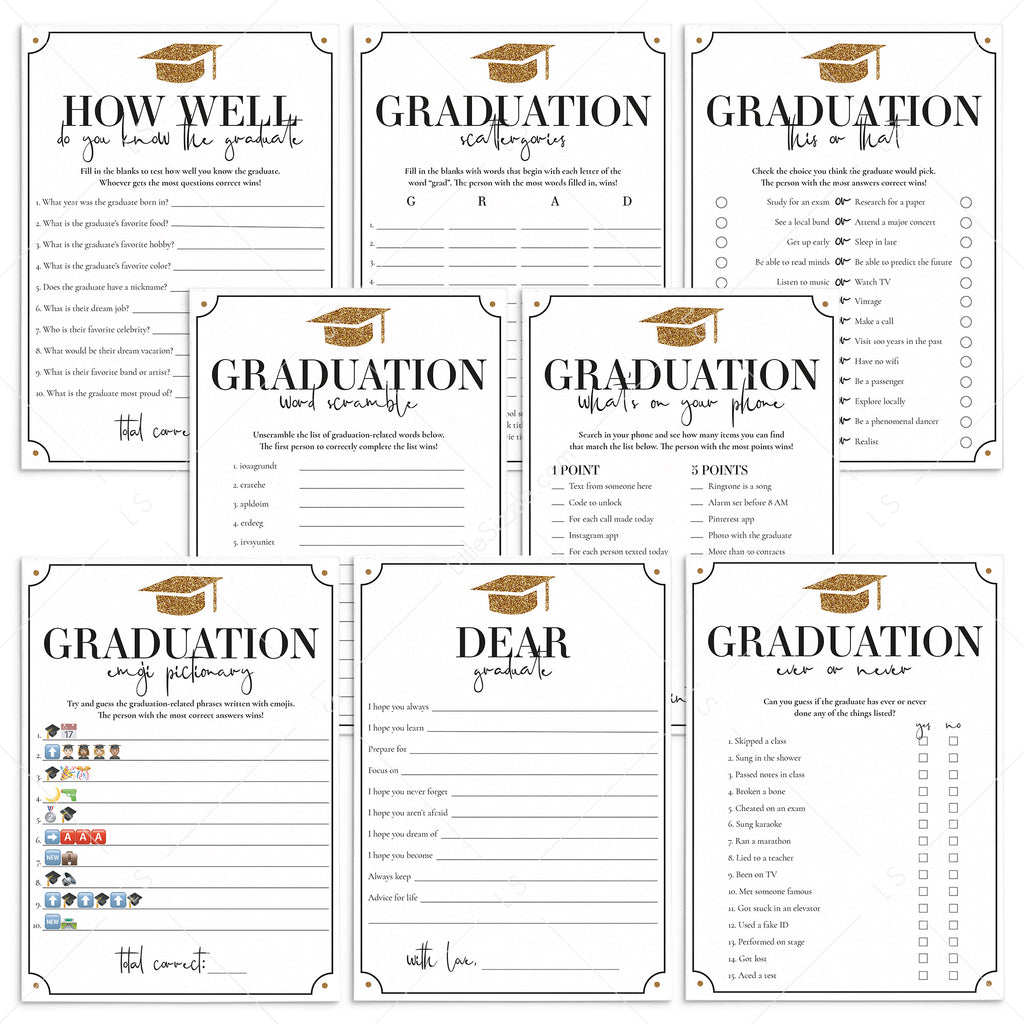 8 Graduation Party Games Printable | Grad Party Game Ideas Download ...