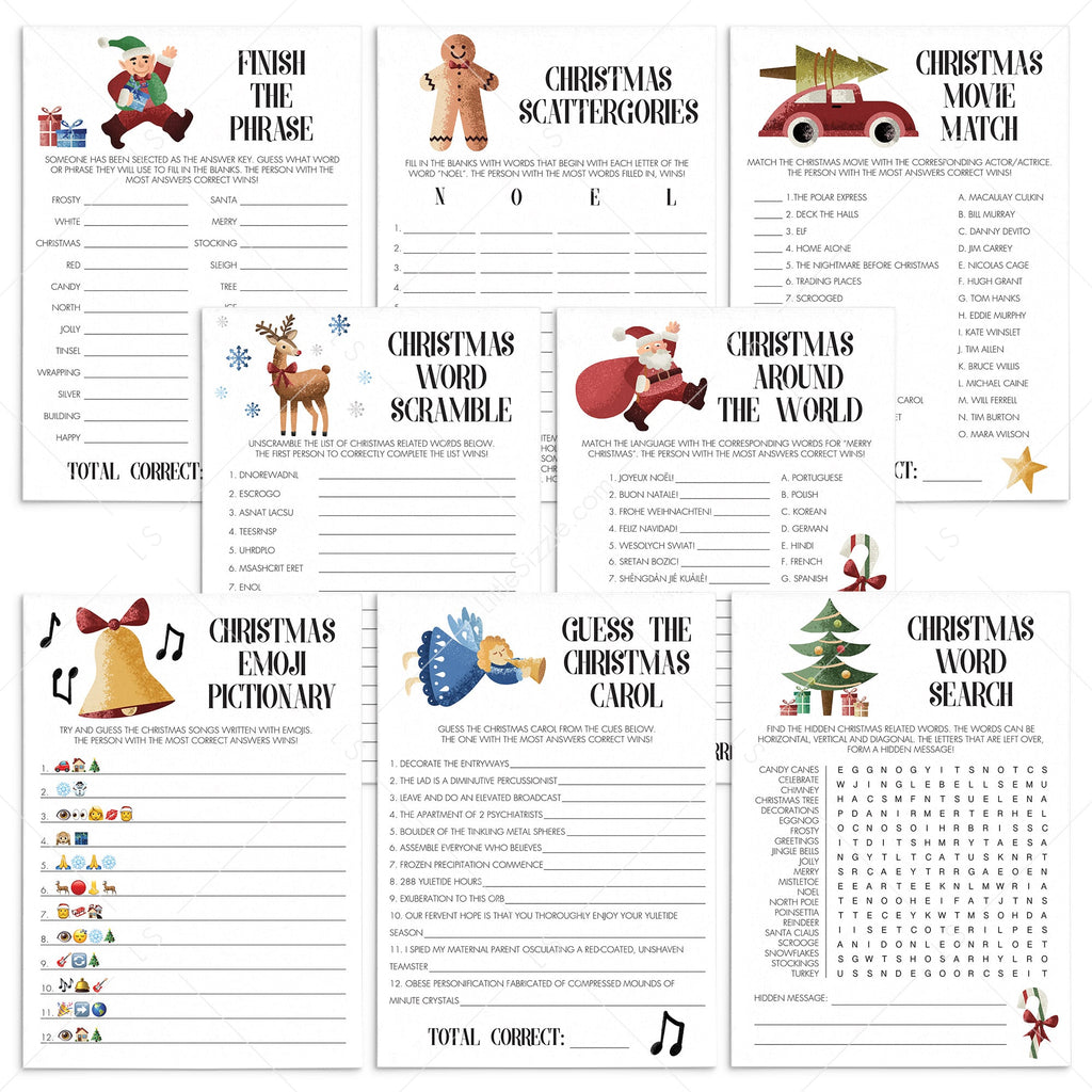 Printable Holiday Games Bundle Instant Download | 8 Funny Games ... Printable Holiday Games Bundle Instant Download | 8 Funny Games ...