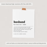 Husband Definition Print Instant Download