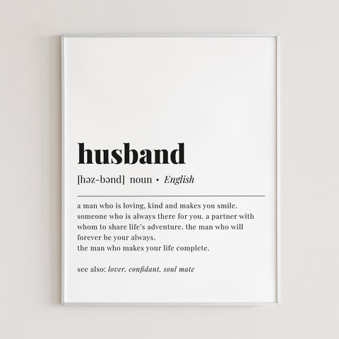 Husband Definition Print | Gift for Husband | Instant Download ...