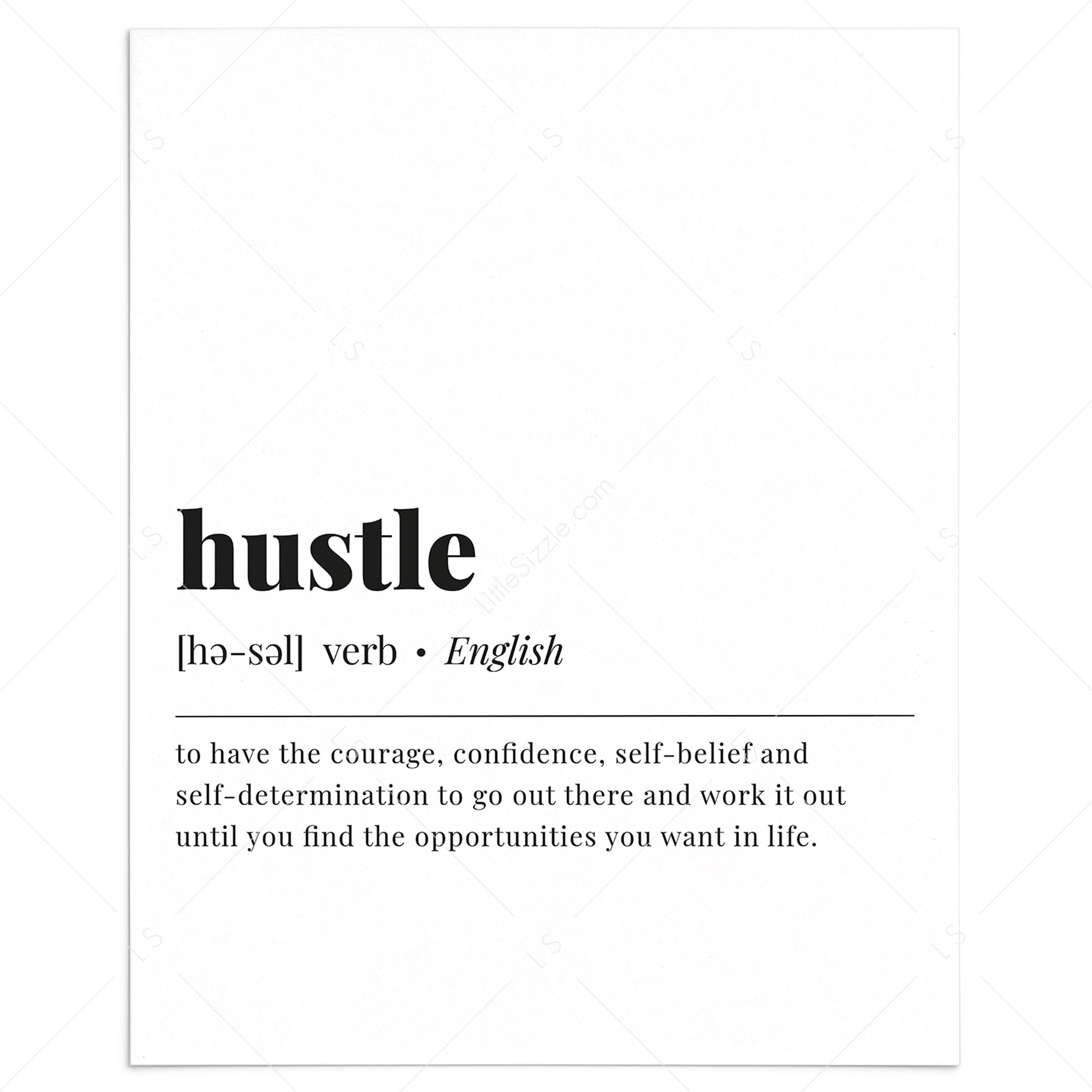 Hustle Definition Print Instant Download by LittleSizzle