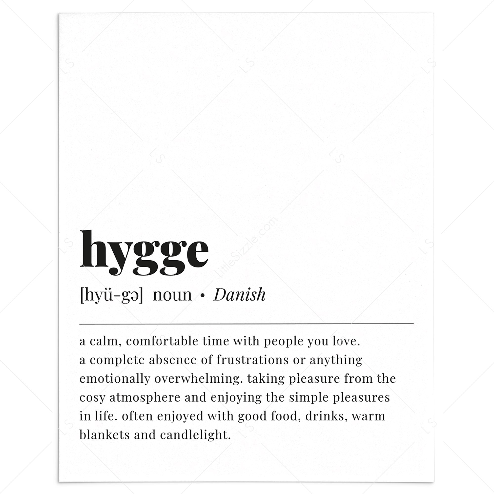 Hygge Definition Print Instant Download by LittleSizzle