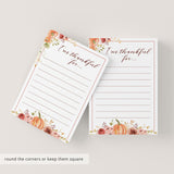 I Am Thankful For Cards Printable Thanksgiving Decor