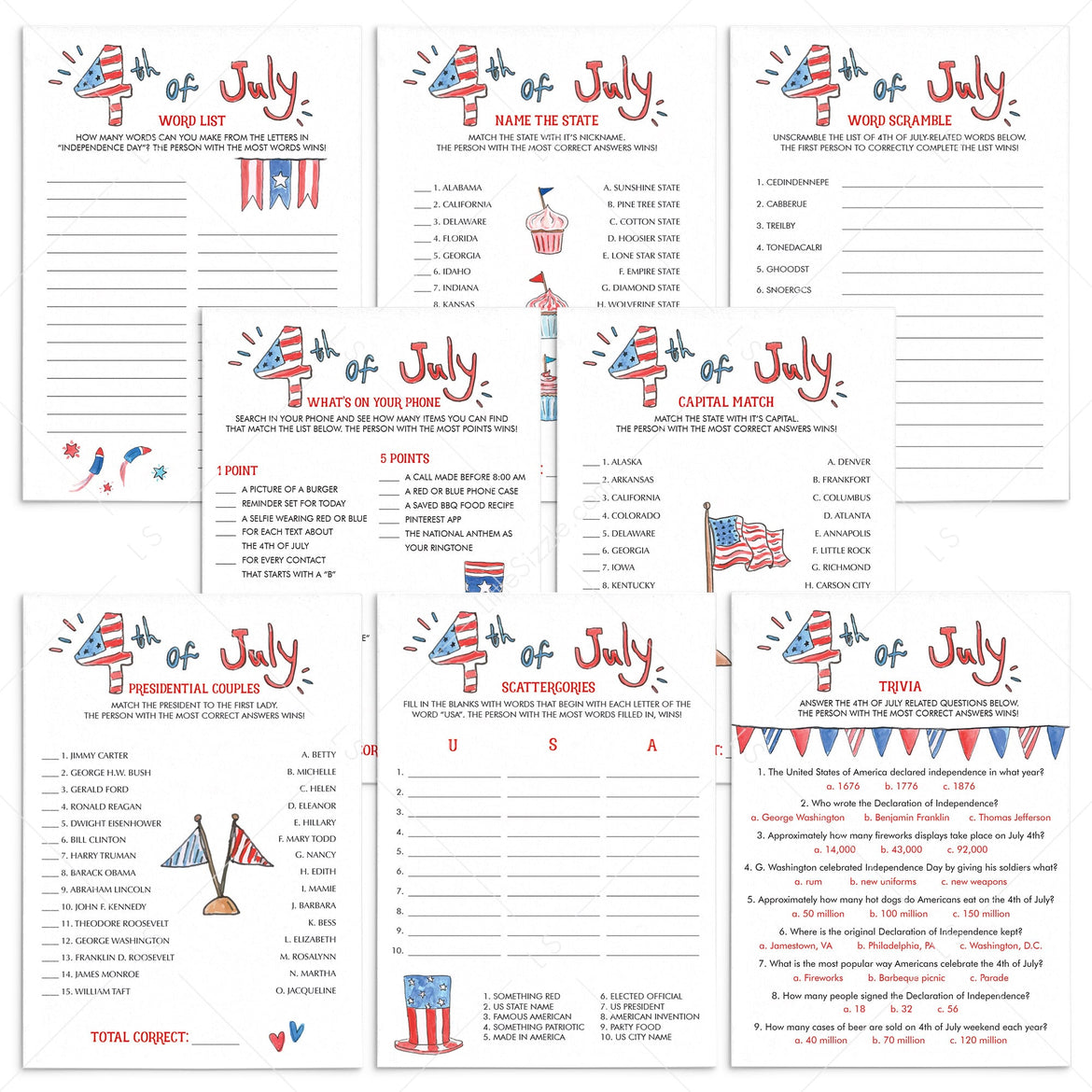 4th of July Games | Printable & Virtual Independence Day Games ...