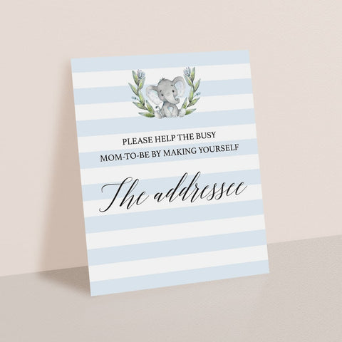 Elephant baby shower Address Request sign printable | Instant download ...