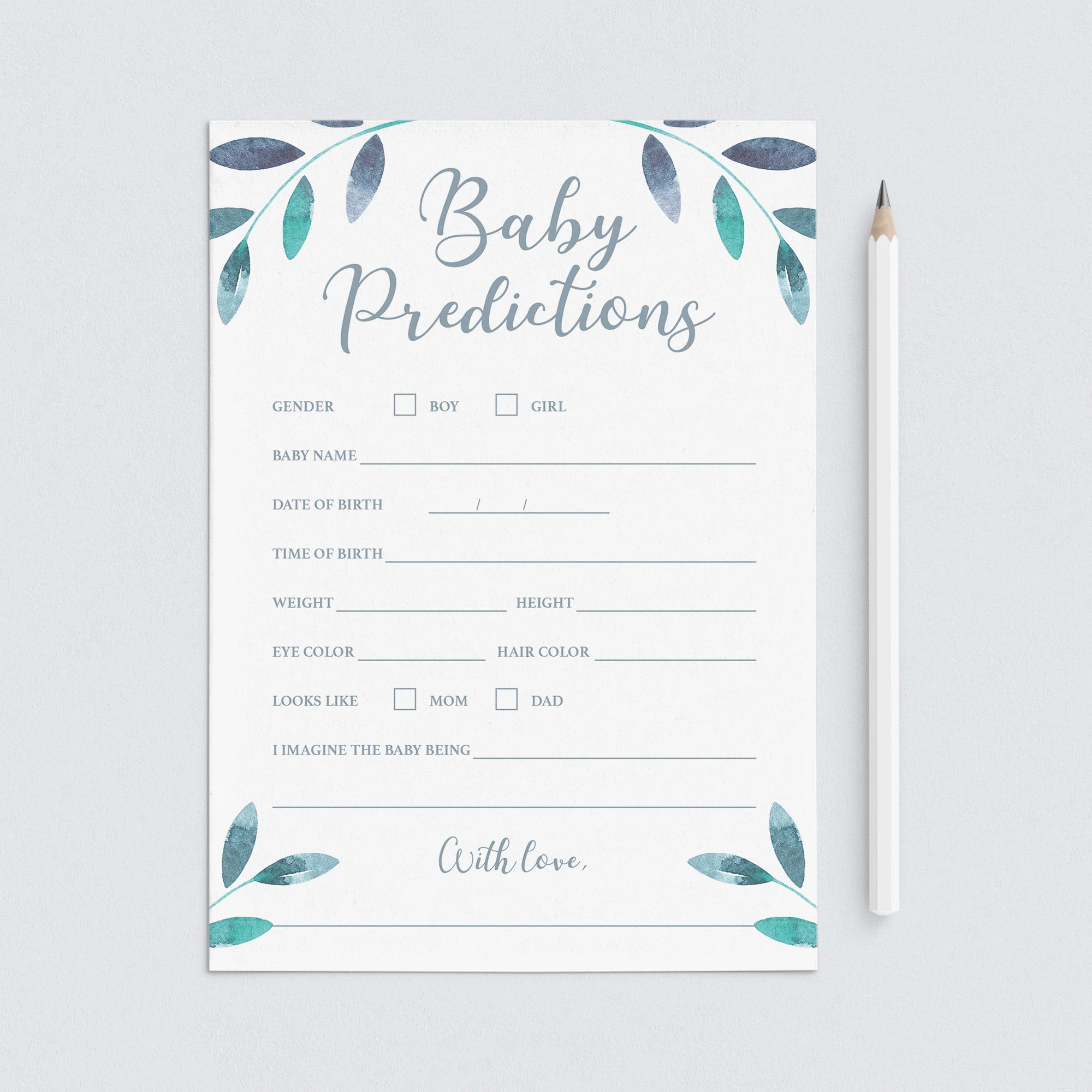 Winter baby predictions baby shower game printable by LittleSizzle