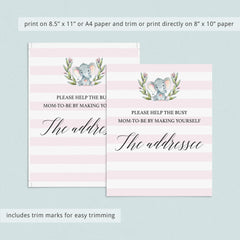 Addressee Sign for Baby Shower Printable Pink and White