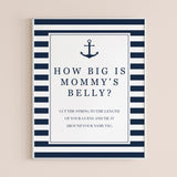 Instant download belly size cards for nautical baby shower party by LittleSizzle