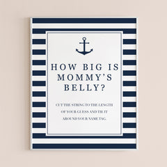 Instant download belly size cards for nautical baby shower party by LittleSizzle