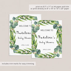 Editable Greenery Welcome Sign Template