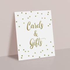 Printable Gold Party Decor Cards and Gifts Sign