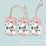Watercolor pink flowers favor tag printable files by LittleSizzle