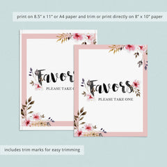 Blush favors sign printable by LittleSizzle