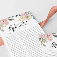 Instant download gift list for whimsical shower by LittleSizzle