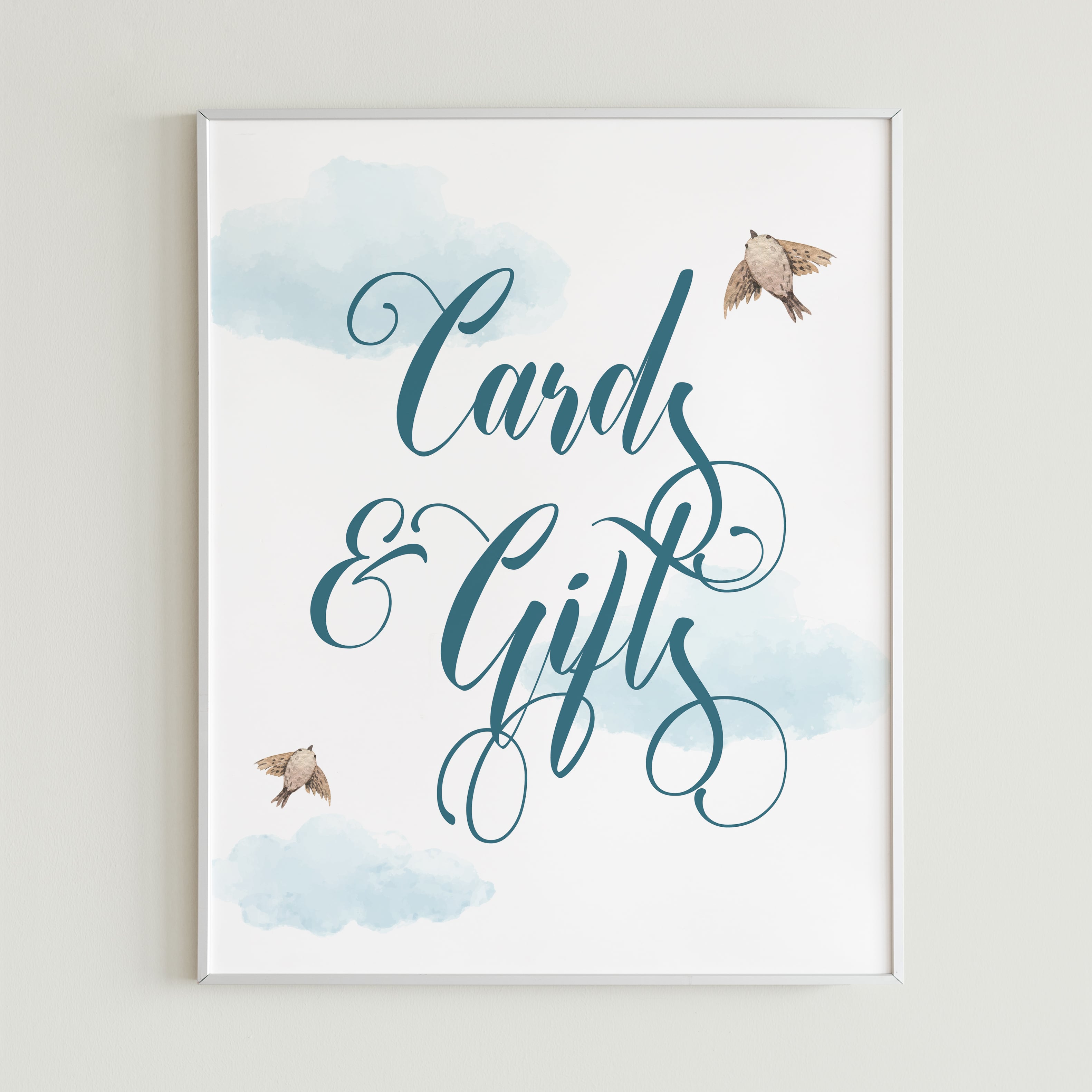 Blue watercolor shower gift sign download by LittleSizzle