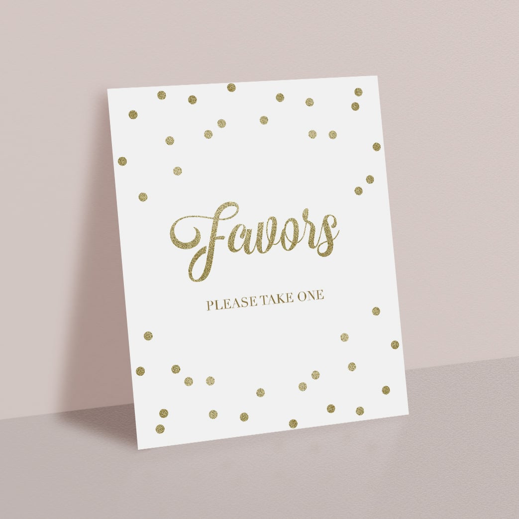 Gold party favors sign printable by LittleSizzle