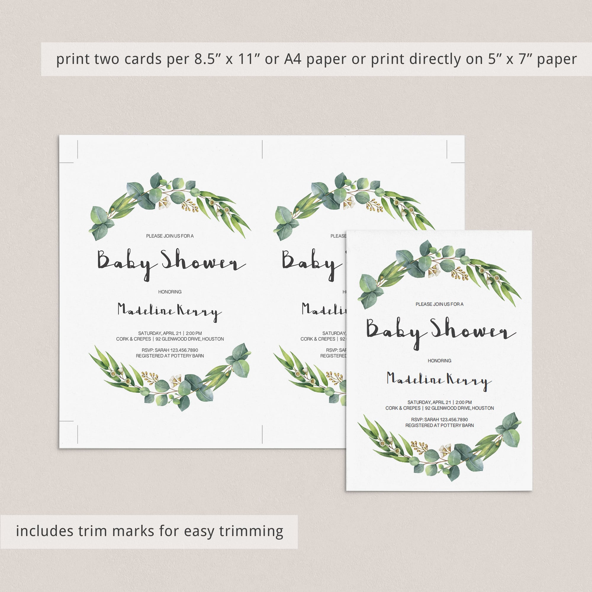 Green leaf baby shower invites by LittleSizzle