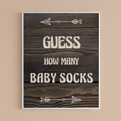 Digital baby shower decor guess how many baby socks sign by LittleSizzle