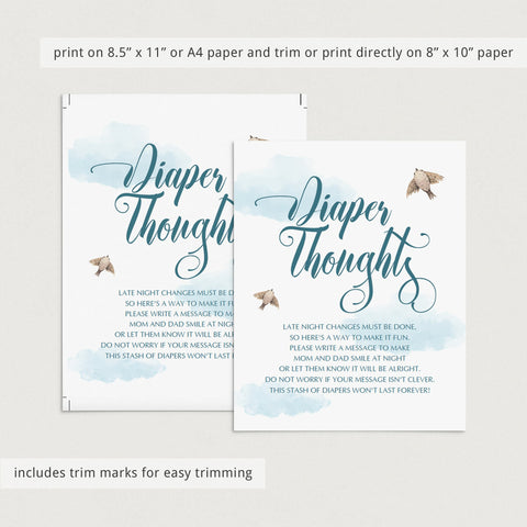 Printable Diaper Thoughts Station sign for blue baby shower – LittleSizzle