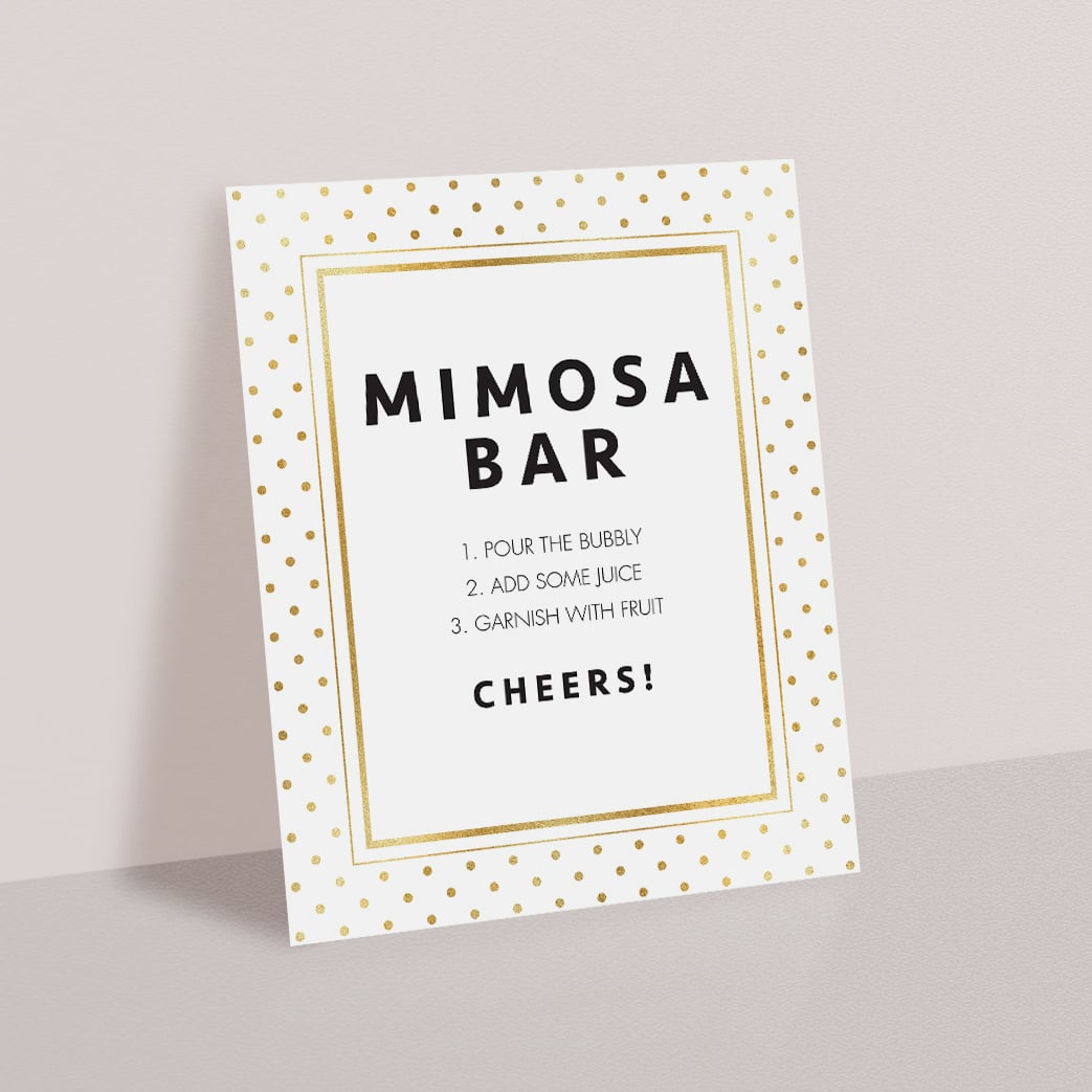 Gold shower mimosa sign printable by LittleSizzle