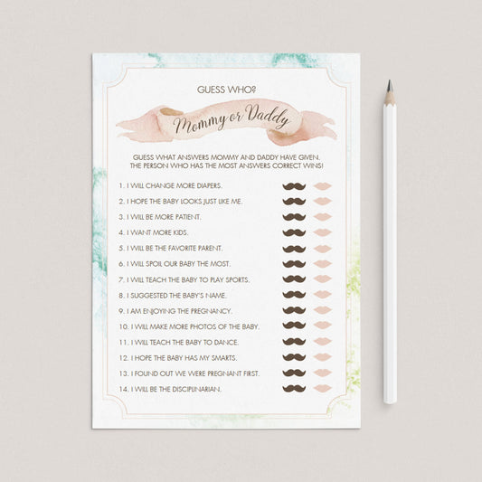 Instant download mom or dad game for baby shower by LittleSizzle