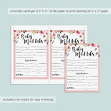 Florals madlibs baby shower game instant download by LittleSizzle