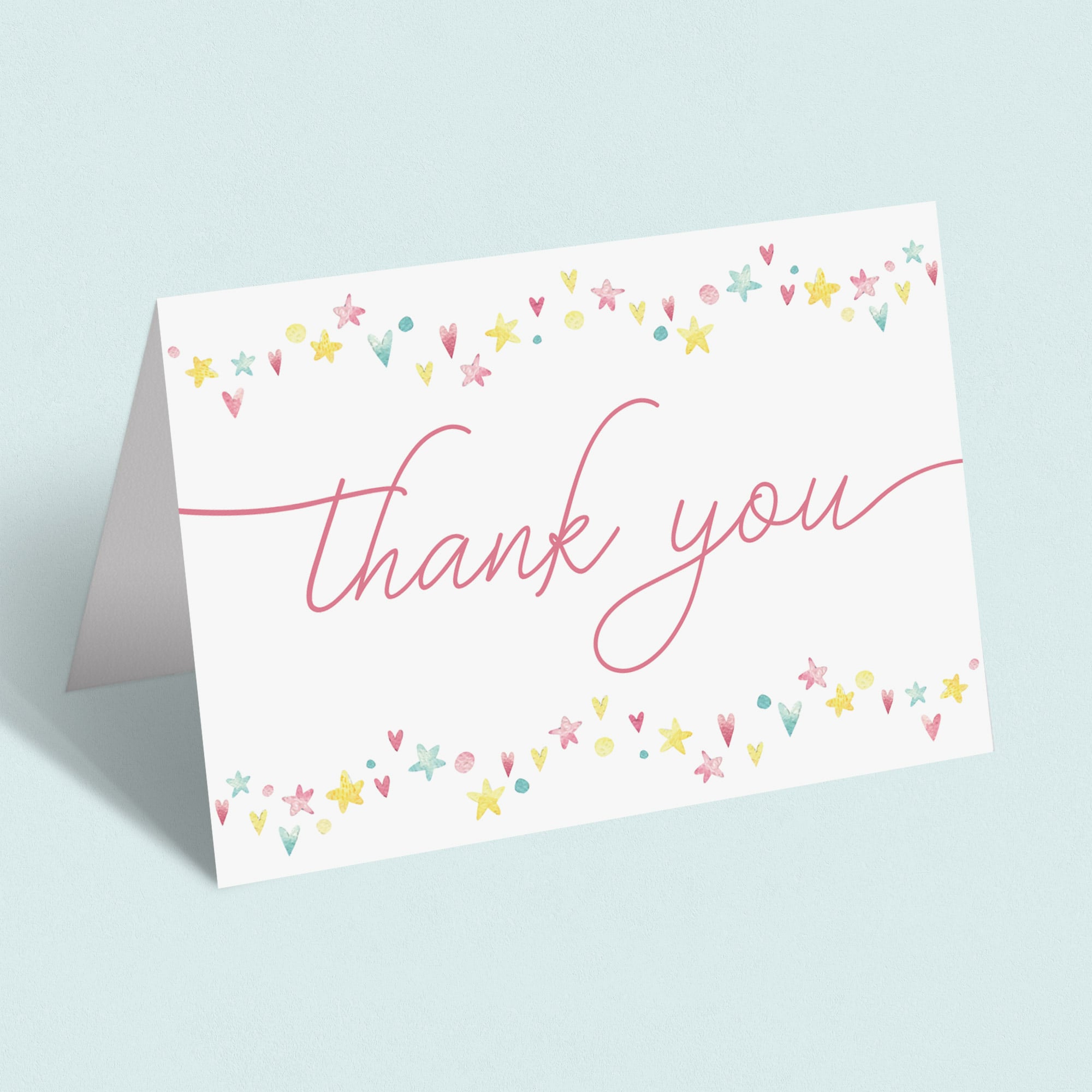 Instant download sweet thank you card pink and yellow by LittleSizzle
