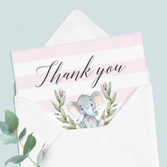 Pink and white stripes shower thank you cards by LittleSizzle