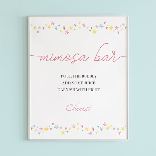 Printable mimosa sign for pink shower by LittleSizzle