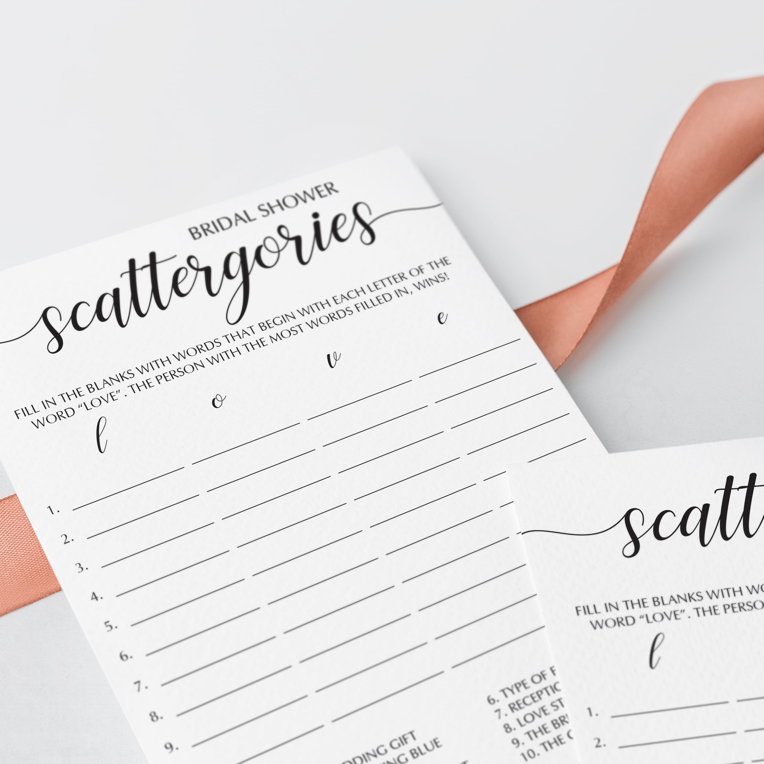 Download scattergories game cards for green theme bridal party by LittleSizzle