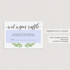 Baby shower raffle cards instant download green leaves by LittleSizzle