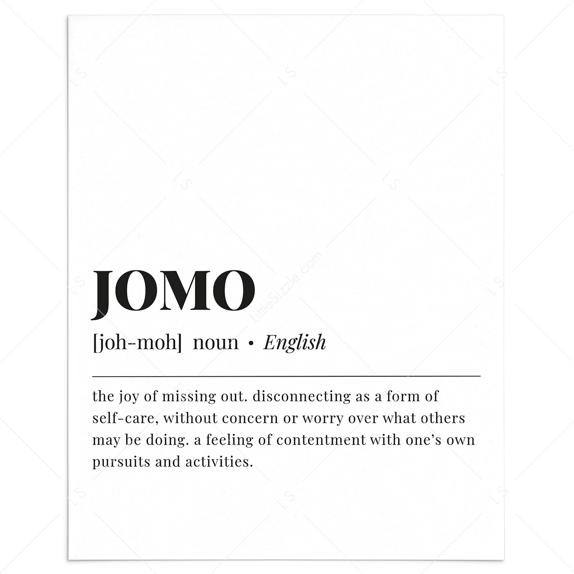 JOMO Definition Printable Funny Introvert Gift by LittleSizzle