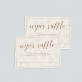 Wipes Raffle Ticket for Baby Shower Instant Download