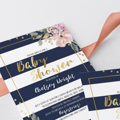 Floral and gold baby shower invites for girls by LittleSizzle