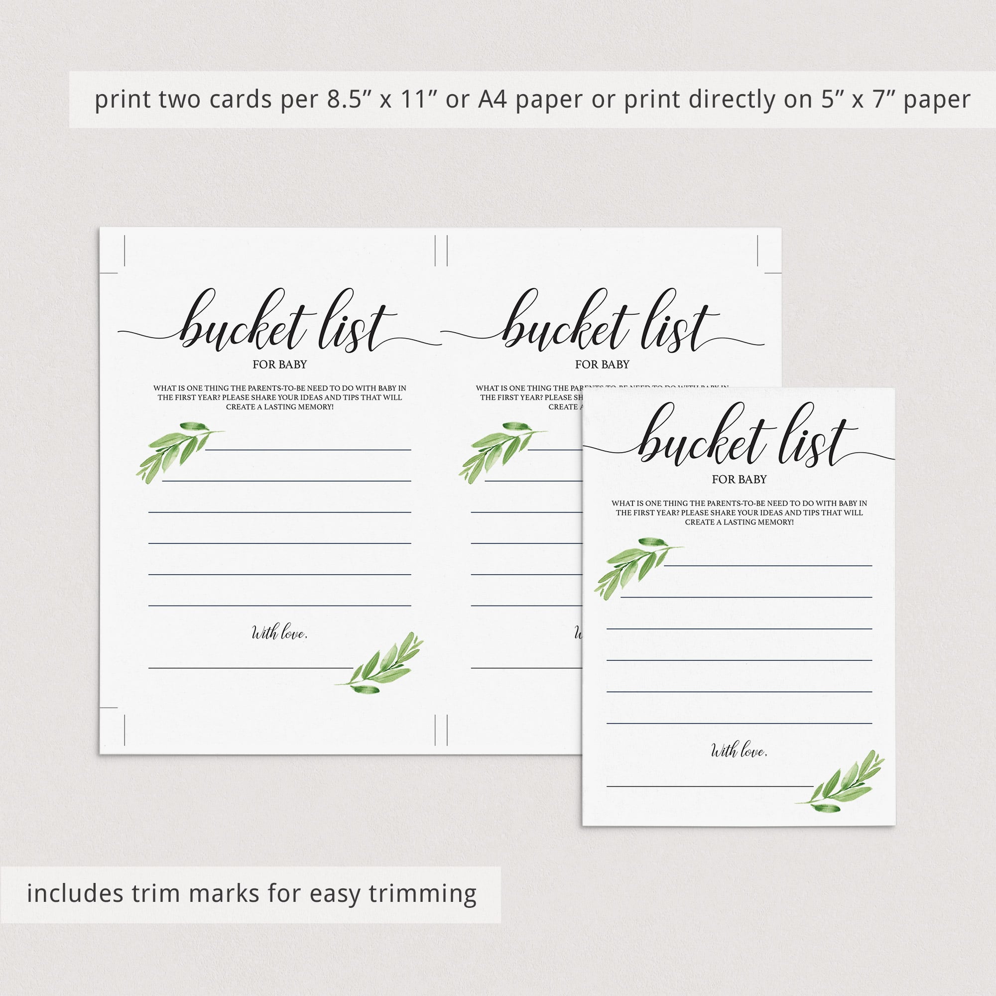 Printable bucket list cards for baby by LittleSizzle