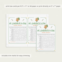 Kids St Patricks Day Game Printable Word Search