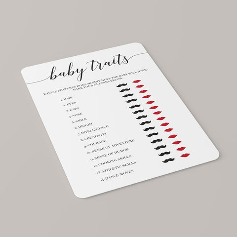 Printable Baby Shower Quiz Baby Traits | Instant download – LittleSizzle