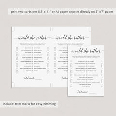 Calligraphy Bridal Shower Games Package Instant Download